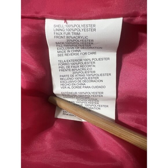 R1881 by Rothchilds Girls Faux Fur Hood Jacket Snow Ski Raspberry Pink M10-12 - Picture 5 of 6